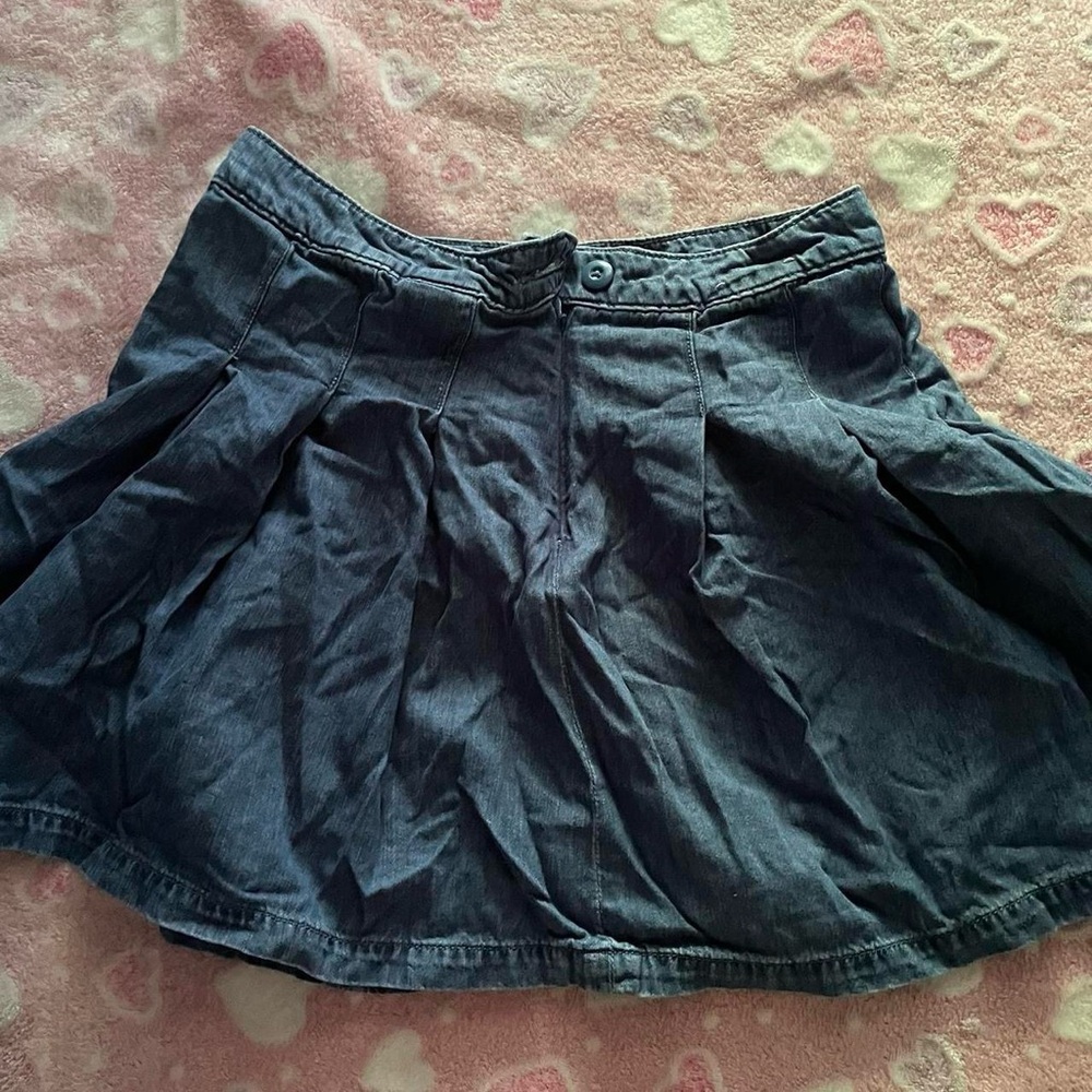 Blue Pleated Skater Skirt